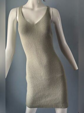 Abercrombie & Fitch Pale Green Ribbed Bodycon Stretch V-Neck Mini Dress Size M